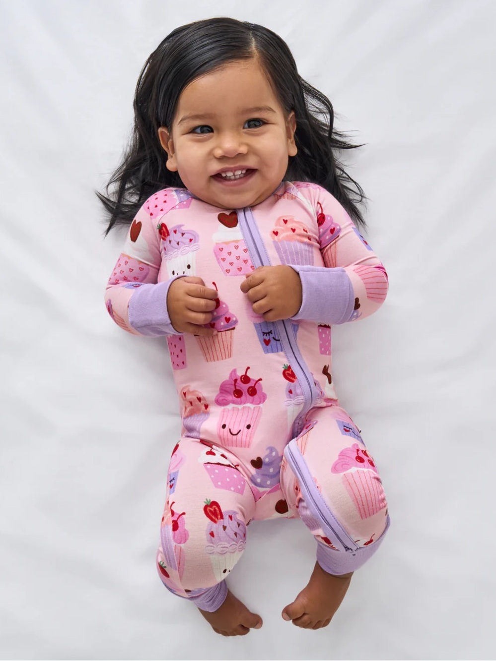 NWT 3-6M Little Sleepies Cupcake Kisses Pink and Purple Zippy - Picture 5 of 8